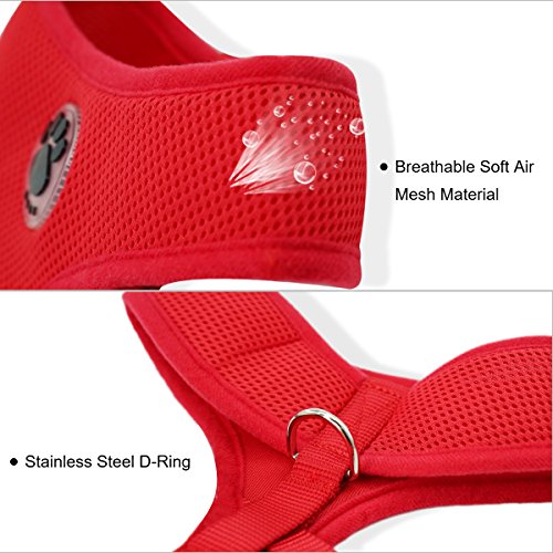 Soft Mesh Dog Harness No Pull Walking Comfort Padded Vest Harnesses Adjustable Red M