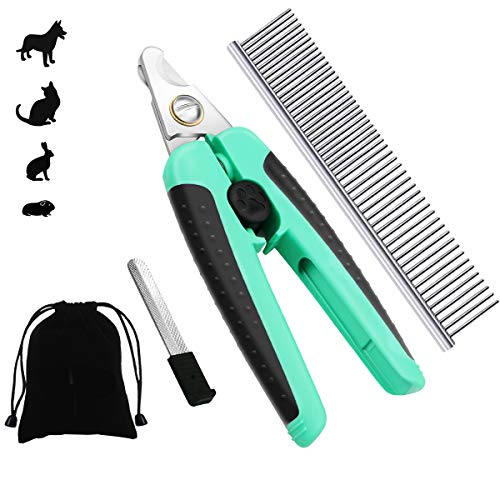 VONLUXE Dog & Cat Pets Nail Clippers and Trimmer - Safety with Guard to Avoid Over-Cutting Toenail,Free Nail File & Stainless Steel Comb - Professional Grooming Tool for Large and Small Animals