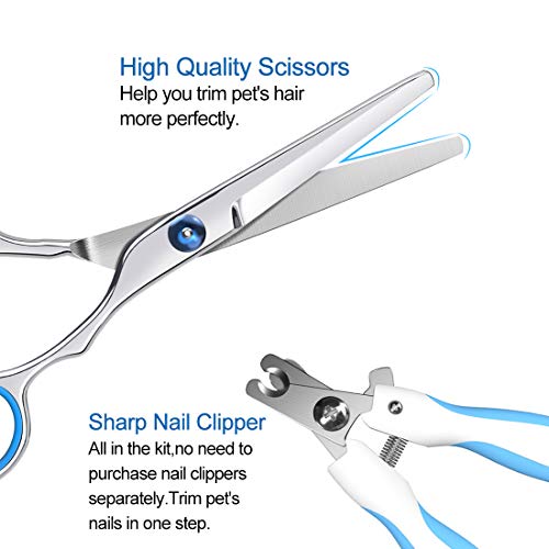 YIDON Dog Clippers,Dog Grooming kit Low Noise Cordless Rechargeable, Professional Pets Shaver Trimmers Shears with Comb Guides Scissors Nail Kits for Small Large Dogs Cats