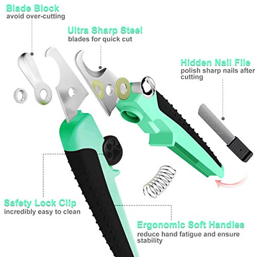 VONLUXE Dog & Cat Pets Nail Clippers and Trimmer - Safety with Guard to Avoid Over-Cutting Toenail,Free Nail File & Stainless Steel Comb - Professional Grooming Tool for Large and Small Animals