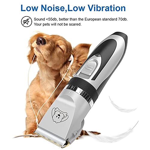 YIDON Dog Clippers,Dog Grooming kit Low Noise Cordless Rechargeable, Professional Pets Shaver Trimmers Shears with Comb Guides Scissors Nail Kits for Small Large Dogs Cats