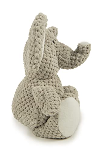 goDog Checkers Elephant with Chew Guard Technology Tough Plush Dog Toy, Grey, Small, Gray (076983)