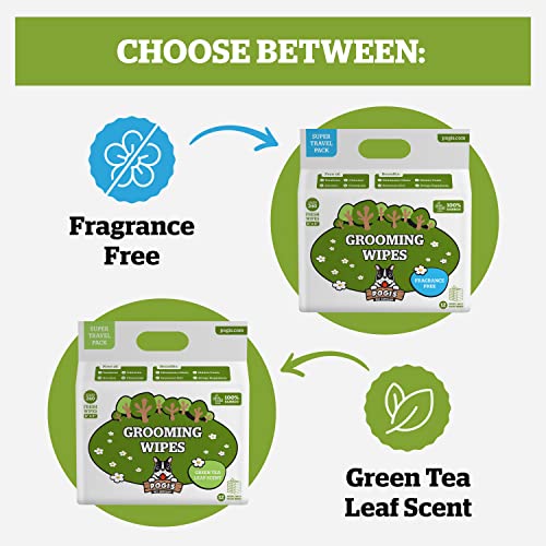 Pogi's Grooming Wipes - 240-Count Travel Pack - Hypoallergenic Pet Wipes for Dogs & Cats - Plant-Based, Fragrance-Free, Deodorizing Dog Wipes