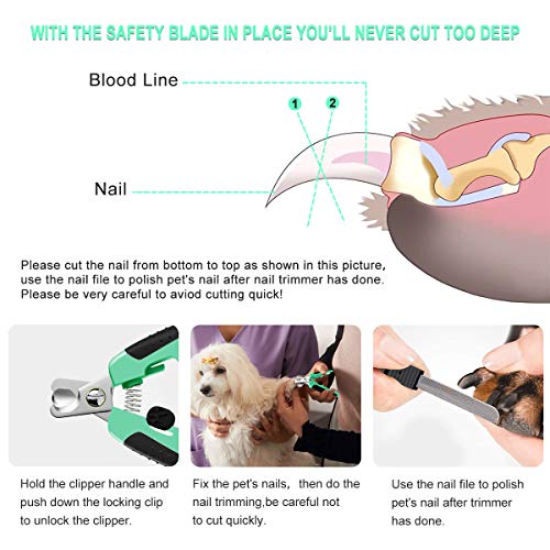 VONLUXE Dog & Cat Pets Nail Clippers and Trimmer - Safety with Guard to Avoid Over-Cutting Toenail,Free Nail File & Stainless Steel Comb - Professional Grooming Tool for Large and Small Animals