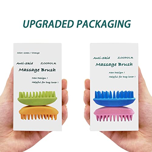 ZOOPOLR Pet Silicone Shampoo Brush for Long & Short Hair Medium Large Pets Dogs Cats, Anti-Skid Rubber Dog Cat Pet Mouse Grooming Shower Bath Brush Massage Comb (Pink (New))