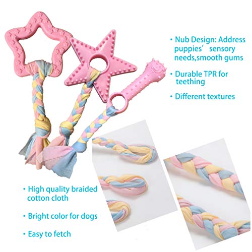 Volacopets Puppy Toys for Teething, Puppy Chew Toys for Small Dogs, Pink, 5-Pack