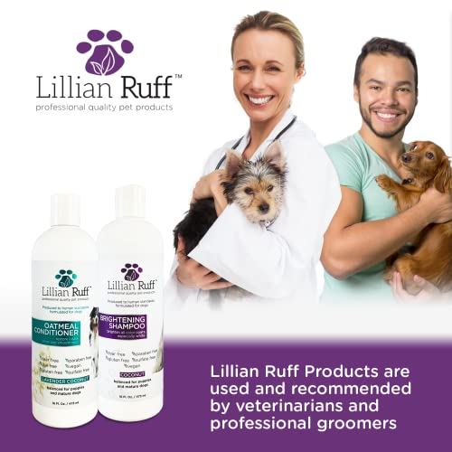 Lillian Ruff Brightening & Whitening Shampoo For Dogs â Safe for Cats - Tear Free Coconut Scent With Aloe For Normal, Dry & Sensitive Skin â Adds Shine & Luster to All Color Coats (Brightening & Oatmeal Conditioner Set)