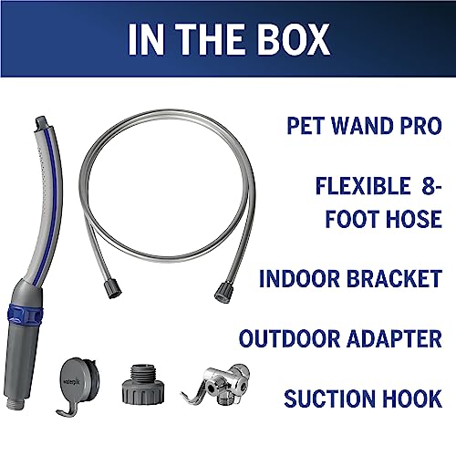 Waterpik PPR-252E Pet Wand Pro Shower Sprayer Attachment, 1.8 GPM, for Fast and Easy at Home Dog Cleaning, Blue/Grey