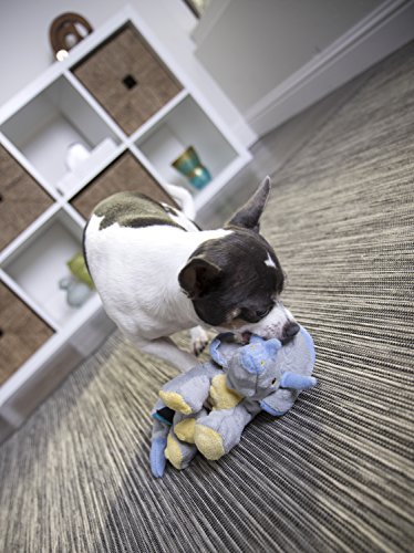 goDog Dinos Triceratops With Chew Guard Technology Tough Plush Dog Toy, Grey, Small