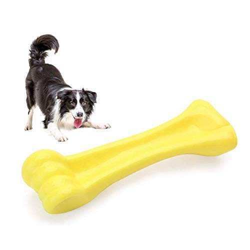 EETOYS Dog Toy for Aggressive Chewers and Teething Puppy Durable Dog Chew Toy Made with Hard Nylon Heavy Duty Tough Dog Toy for Small Medium Large Dogs (Dogs up to 35 lbs, Yellow)
