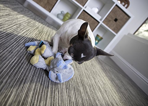 goDog Dinos Triceratops With Chew Guard Technology Tough Plush Dog Toy, Grey, Small