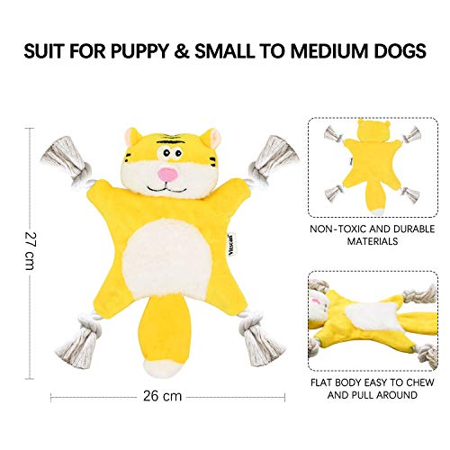 Puppy Toys for Small Dogs, Squeaky Dog Toys with Squeaker, Interactive Dog Toys Crinkle Dog Toy with Rope Knots, Unstuffed Dog Frog Toys, Durable Dog Chew Toys for Puppies Teething