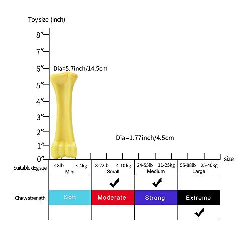 EETOYS Dog Toy for Aggressive Chewers and Teething Puppy Durable Dog Chew Toy Made with Hard Nylon Heavy Duty Tough Dog Toy for Small Medium Large Dogs (Dogs up to 35 lbs, Yellow)