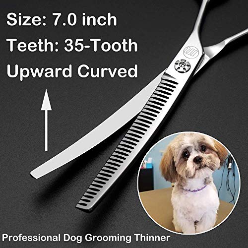 Moontay Professional 7.0" Dog Grooming Chunkers Scissors, Upward Curved Pets Grooming Thinning/Blending Shears - Japan 440C Stainless Steel for Pet Groomers or Family DIY Use