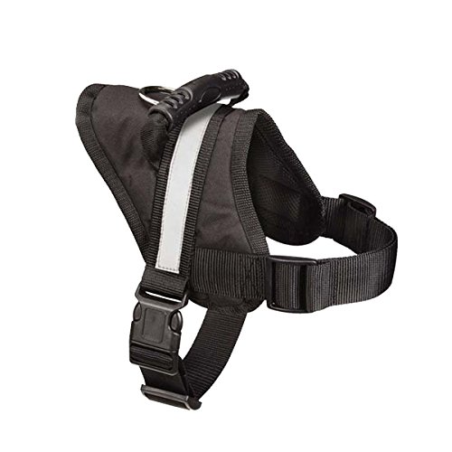 EXPAWLORER Big Dog Harness Soft Reflective No Pull Black Size M 20-26inch