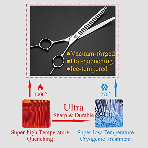 Moontay Professional 7.0" Dog Grooming Chunkers Scissors, Upward Curved Pets Grooming Thinning/Blending Shears - Japan 440C Stainless Steel for Pet Groomers or Family DIY Use