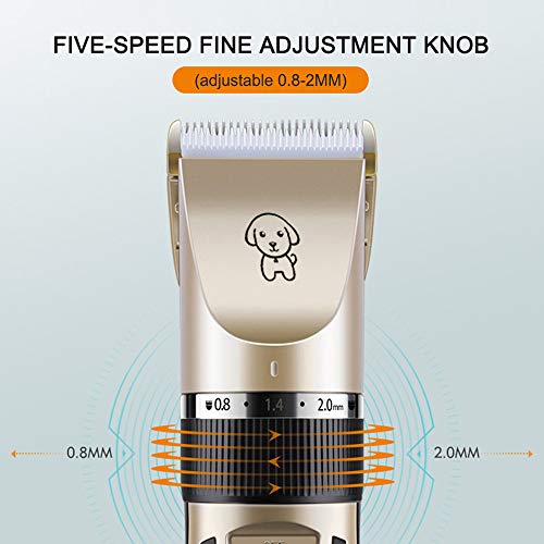 pedkit Pet Hair Grooming Kit, Low Noise Dog Shaver Clippers Rechargeable Cat Hair Trimmer Cordless