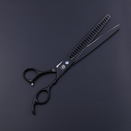 Purple Dragon 8.0 inch Professional Dog Grooming Hair Cutting Scissor &Curved Scissor&Chunker Shear Kit with Bag - for Pet Groomer or Family DIY Pet Use