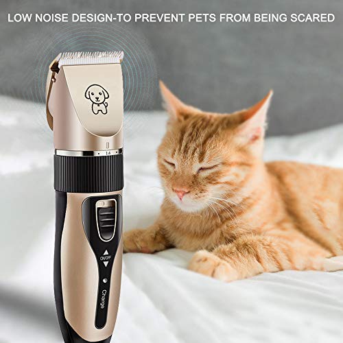 pedkit Pet Hair Grooming Kit, Low Noise Dog Shaver Clippers Rechargeable Cat Hair Trimmer Cordless