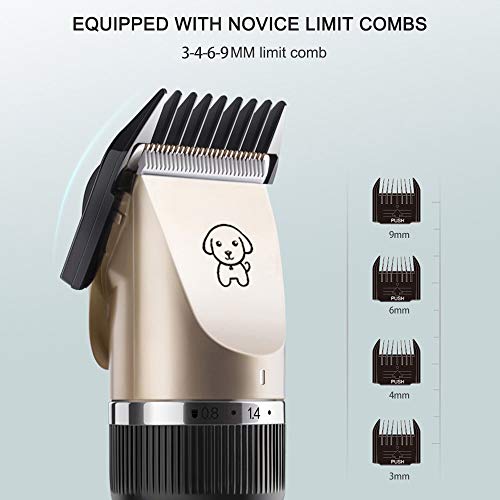 pedkit Pet Hair Grooming Kit, Low Noise Dog Shaver Clippers Rechargeable Cat Hair Trimmer Cordless