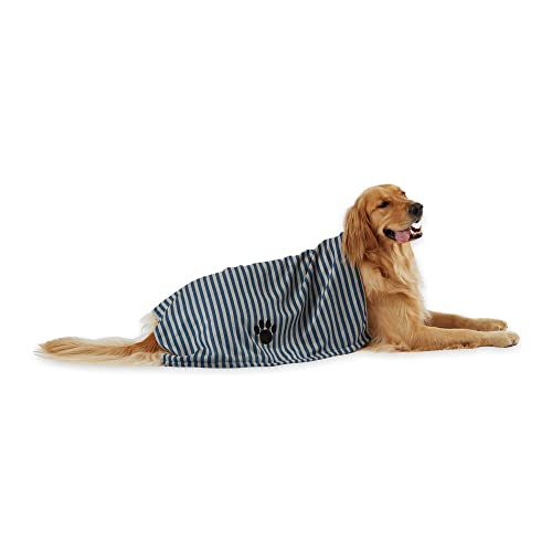 Bone Dry Embroidered Pet Towel, 44 x 27.5", Striped Navy