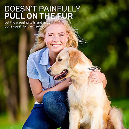 PawsPamper Undercoat Rake for Dogs & Cats - Proprietary Teeth Angulation for Fast & Pain Free Grooming, Ultra Durable Full Tang Construction