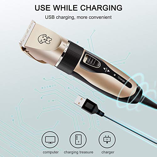 pedkit Pet Hair Grooming Kit, Low Noise Dog Shaver Clippers Rechargeable Cat Hair Trimmer Cordless