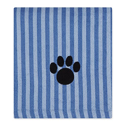 Bone Dry Embroidered Pet Towel, 44 x 27.5", Striped Blue