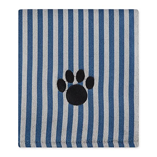Bone Dry Embroidered Pet Towel, 44 x 27.5", Striped Navy