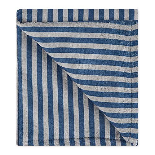 Bone Dry Embroidered Pet Towel, 44 x 27.5", Striped Navy