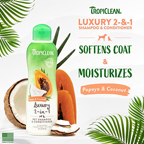 Tropiclean Papaya and Coconut Luxury 2-in-1 Pet Shampoo and conditioner, 20oz