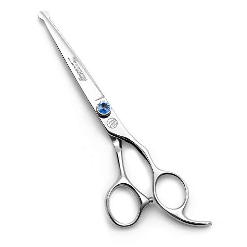 Moontay Professional Dog Grooming Straight, Curved, Thinning/Blending/Chunking Scissors Kit, JP-440C Stainless Steel Pet Cat Hair Cutting/Trimming Shears, Silver