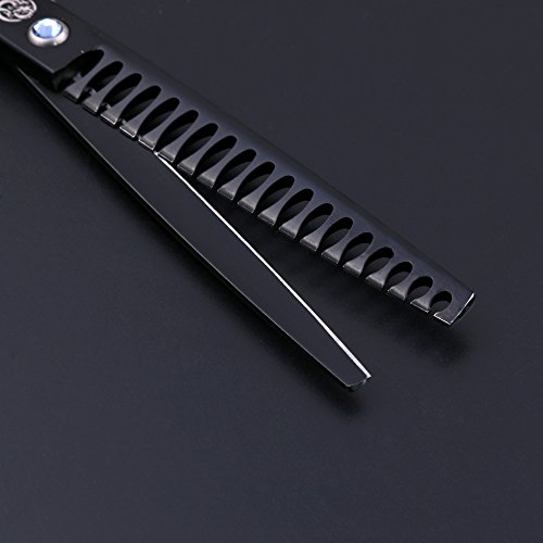 Purple Dragon 7.0 inch Professional Dog Grooming Hair Cutting Scissor &Curved Scissor&Chunker Shear Kit with Bag - for Pet Groomer or Family DIY Pet Use