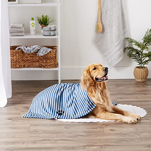 Bone Dry Embroidered Pet Towel, 44 x 27.5", Striped Navy