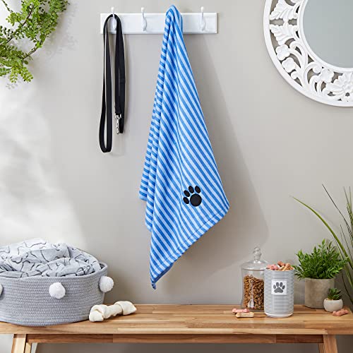 Bone Dry Embroidered Pet Towel, 44 x 27.5", Striped Blue
