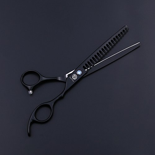 Purple Dragon 7.0 inch Professional Dog Grooming Hair Cutting Scissor &Curved Scissor&Chunker Shear Kit with Bag - for Pet Groomer or Family DIY Pet Use