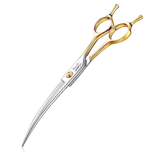 JASON 7.5 Inch Curved Scissors for Dog Grooming Professional Downward Curved Pet Face Trimming Shears with Symmetric Handle Sharp Comfortable LightWeight