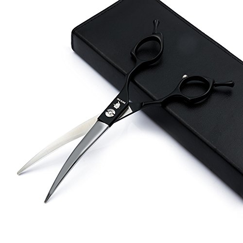 Smith Chu Professional Pet Grooming Scissors Set - 4pcs 440c Stainless Steel Hair Cutting Thinning Chunkers Curved Shears for Dogs Cats with Comb - Best Tools for Trimming,6.5 inch (Scissors Set)