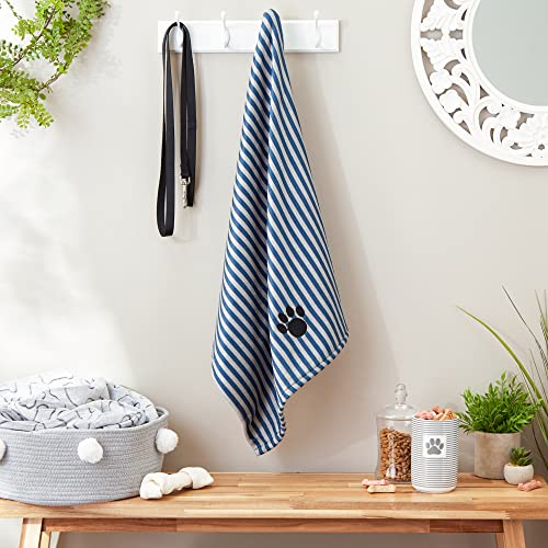 Bone Dry Embroidered Pet Towel, 44 x 27.5", Striped Navy