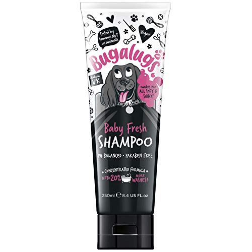 BUGALUGS Baby Fresh Dog Shampoo Dog Grooming Shampoo for Smelly Dogs with Baby Powder Scent (8.4 FL Oz, 1 Pack)