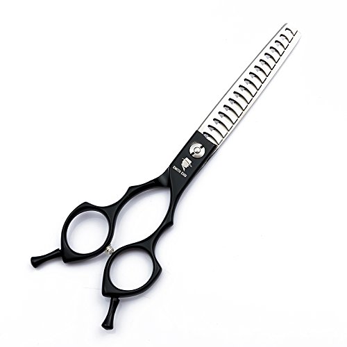 Smith Chu Professional Pet Grooming Scissors Set - 4pcs 440c Stainless Steel Hair Cutting Thinning Chunkers Curved Shears for Dogs Cats with Comb - Best Tools for Trimming,6.5 inch (Scissors Set)
