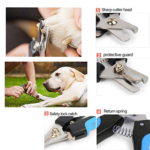 Dog Grooming Scissors kit with Safety Round End, Pet Grooming Trimmer Set with Blunt Tip-Thinning, Straight, Curved Shears tool with Comb, Nail Cliper and Nail File for Long Short Fur of Cat and Puppy