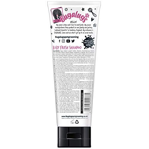 BUGALUGS Baby Fresh Dog Shampoo Dog Grooming Shampoo for Smelly Dogs with Baby Powder Scent (8.4 FL Oz, 1 Pack)