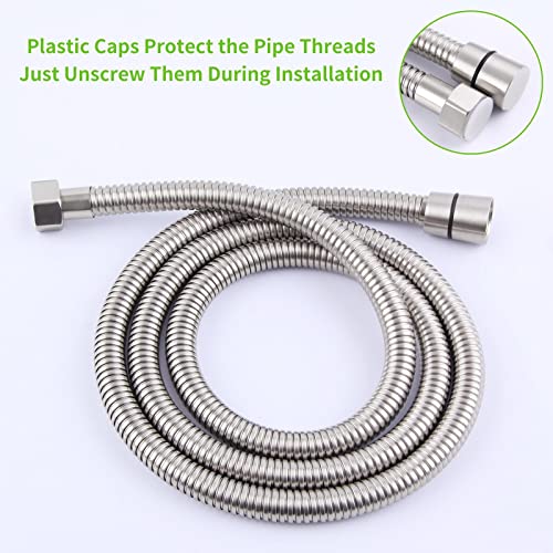 Shower Hose Brushed Nickel 59", Angle Simple Stainless Steel Replacement Shower Head Hose, Flexible Hand Held Shower Sprayer Hose, 1/2" IPS