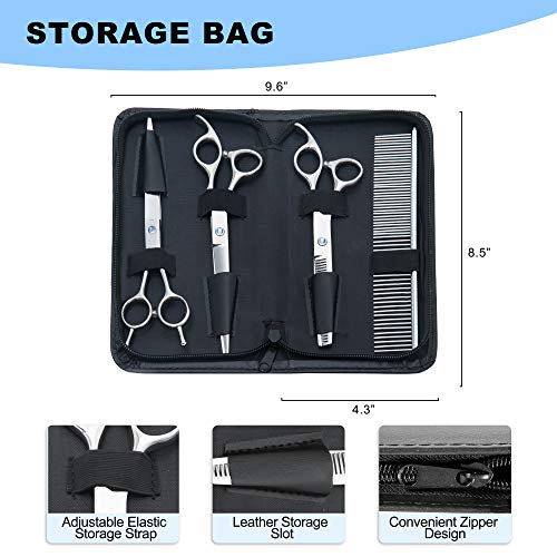 Walspir Dog Grooming Scissors, Dog Scissors For Grooming Set Straight & Thinning & Curved Scissorsï¼7.0in Titanium Professional Grooming Scissors For Dogs