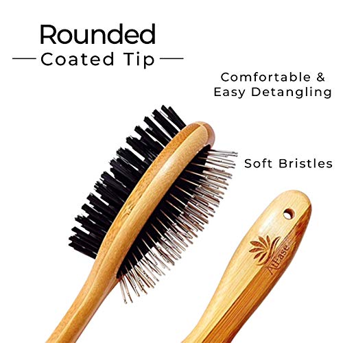 ATEASE Dog Gift Set-New Puppy Pet Kit-Starter Brush and Comb Professional Double Sided, Detangling, Dematting All Natural Grooming for Long and Short haired Dogs Cats Puppies Kittens