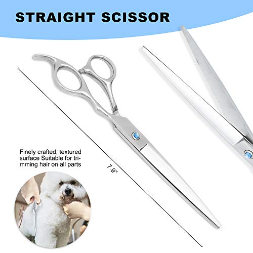 Walspir Dog Grooming Scissors, Dog Scissors For Grooming Set Straight & Thinning & Curved Scissorsï¼7.0in Titanium Professional Grooming Scissors For Dogs