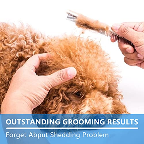 Maxshop Dog Comb with Different-Spaced Rounded Stainless Steel Teeth, Cat Comb for Removing Matted Fur, Professional Grooming Tool for Long and Short Haired Dog