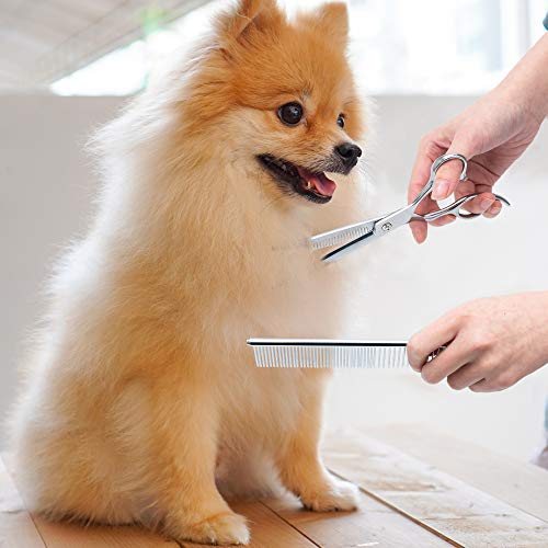 Walspir Dog Grooming Scissors, Dog Scissors For Grooming Set Straight & Thinning & Curved Scissorsï¼7.0in Titanium Professional Grooming Scissors For Dogs