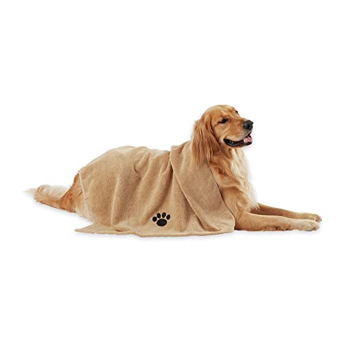 Bone Dry Embroidered Pet Towel, 44 x 27.5", Taupe